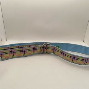 Toe Goz Pink/Yellow Checkerboard Canvas/Ribbon Belt Medium